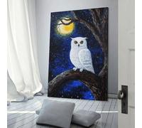 POLIUAWS Snowy Owl Under Moonlight Funny Bathroom Art Living Room & Bathroom Decor Living Wall 08x12inch(20x30cm)