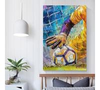 POLIUAWS Soccer Goalkeeper Save Pictures for Living Room Street Paintings Canvas Colorful Pop Wall Art Modern Artwork Home Decor Stretched Ready to Hang 20x30inch(50x75cm)