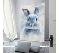 POLIUAWS Soft Blue Bunny Wall Art for Bedroom for Home Living Room Bedroom Decor Artwork Wall Pictures 20x30inch(50x75cm)