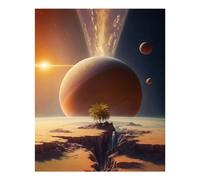 POLIUAWS Space Oasis DIY Diamond Art Kits Adults for Leisure Time DIY Full Round Drill Tools Kit Bead 16"x20" Diamond Painting