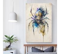 POLIUAWS Spider Watercolor Design Posters Prints For Home Bedroom Toilet Bathroom Wall Decor Wall Art Canvas Birthday Couple Celebrating 24x36inch(60x90cm)