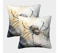 POLIUAWS Spider Watercolor Design Throw Pillows with Hidden Zipper Wrinkle Stain Resistant Pillows Cases 2 Pack 40x40cm