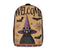 POLIUAWS Spooky Welcome School Backpack 3D Printed Children's Backpacks Bag Bookbag for Kids Boy Girl Book Bags Kids School Bag Travel Rucksacks 17inch