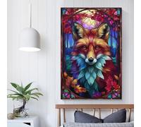 POLIUAWS Stained Glass Fox Art Custom Canvas Prints Wall Decoration For Teens Game Boys Room Wall Decor 20x30inch(50x75cm)