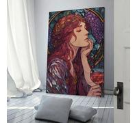 POLIUAWS Stained Glass Lady Modern Wall Art Home Office Kitchen Gallery Corridor Bathroom Wall Decor Ready To Hang 20x30inch(50x75cm) Home Decoration Living Room