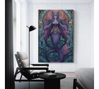 POLIUAWS Stained Glass Mermaid Majesty Living Wall for Teens Girl Women Living Room Decoration 08x12inch(20x30cm) Decorations for Living Room