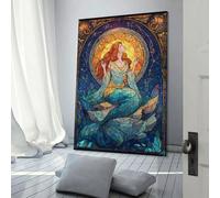 POLIUAWS Stained Glass Mermaid Wall Decoration Living Room & Bathroom Decor 20x30inch(50x75cm) Wall Pictures for Living Room