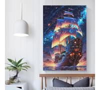 POLIUAWS Starbound Galleon Voyage Beyond The Sky Canvas Pictures for Wall for Boys Room Girls Room Wall Pictures 08x12inch(20x30cm)