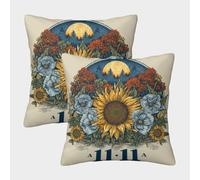 POLIUAWS Sunflower Symphony -1 Pillowcase for Hair And Skin Cute Pattern Pillow Cover Envelope Pillow Case Set of 2 Soft And Cozy Abstract Pillowcase 50x50cm