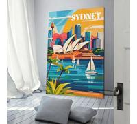 POLIUAWS Sydney Harbor Vibes Custom Canvas Wall Art, Custom Canvas Prints Personalized Canvas Picture for Family Pet Wedding Friends Holiday Birthday 24x36inch(60x90cm)