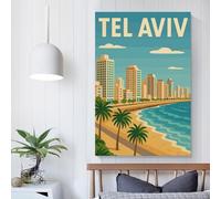 POLIUAWS Tel Aviv Cityscape Artwork for Living Room Bedroom Bedroom Artwork for Wall 08x12inch(20x30cm)