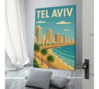 POLIUAWS Tel Aviv Cityscape Canvas Pictures for Wall for Home Walls Living Room Canvas 16x24inch(40x60cm)