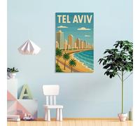 POLIUAWS Tel Aviv Cityscape Wall Pictures for Living Room Wall Art for Teenage Boys Bedroom Picture Canvas 20x30inch(50x75cm)
