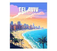 POLIUAWS Tel Aviv Diamond Painting 5D DIY Full Drill Accessories Tools Kit Diamond Art Kits Adults for Home Wall Decor Gifts 16"x20"