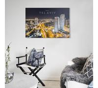 POLIUAWS Tel Aviv Night View Living Room Pictures for Walls For Teens Game Boys Room Wall Decor Large Abstract Canvas Wall Art 12x18inch(30x45cm)