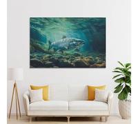 POLIUAWS The Atlantic Salmon Canvas Pictures for Wall for Home Walls Living Room Canvas 16x24inch(40x60cm)