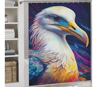 POLIUAWS The Enduring Albatross 100% Polyester Fabric Washable Decor Bath Curtains for Kids Women Men 69.69x70.87Inch（177x180cm）