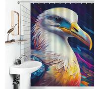 POLIUAWS The Enduring Albatross with Hooks Waterproof Fabric Bathroom Curtains Modern Art for Kids Women Men 53.54x70.87Inch（136x180cm）