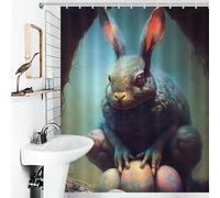 POLIUAWS The Evil Rabbit Shower Curtain for Bathroom Thicken Durable Polyester Anti-Mould Proof Resistant for Home Bathroom Toile Hotel Decor 56.30x70.87Inch（143x180cm）