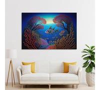POLIUAWS The Great Barrier Reef Abstract Wall Art for Living Room for Rustic Bath Decor Picture Canvas 08x12inch(20x30cm)