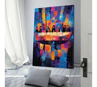 POLIUAWS The Last Supper Reinterpreted - Abstract Geometric Expressionism Canvas Painting Abstract Artwork Poster Picture Canvas Wall Art Decor Room Decor Wall Art Set 16x24inch(40x60cm)