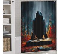 POLIUAWS The Oath Beneath The Veil - The Kneeling Figure Before The Stone with Hooks Waterproof Fabric Shower Curtain for Bathroom for Bathroom Wet Room 64.17x70.87Inch（163x180cm）