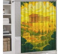 POLIUAWS The Parthenon at The Golden Hour Shower Curtain for Bathroom Thicken Durable Polyester Anti-Mould Proof Resistant for Home Bathroom Toile Hotel Decor 64.17x70.87Inch（163x180cm）