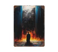 POLIUAWS The Pilgrim Before The Sealed Gate - The One Who Dared to Stand Iron Water Proof Wall Art Decoration Bar People Cave Cafe Family Garage Poster Wall Decoration 15.7"x11.8"