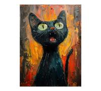 POLIUAWS The Screaming Cat DIY Diamond Art Kits Adults for Home Wall Decor Relaxing Fun 5D DIY Full Drill Accessories Tools Kit 12"x16"