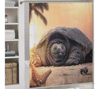 POLIUAWS The Tortoise Shower Curtains Mould Proof 100% Polyester Fabric Washable Bathroom Decor Curtains for Shower Bath Curtain Wet Room 69.69x70.87Inch（177x180cm）
