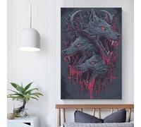 POLIUAWS Three Fierce Wolves Wall Pictures for Bedroom Office Bathroom Decor 20x30inch(50x75cm) Canvas Wall Art for Living Room