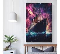 POLIUAWS Titanic in Cosmos Wall Canvas Art for Bedroom for Living Room Kids Children Girl Boys Birthday Party Gift Large Wall Art 08x12inch(20x30cm)