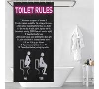 POLIUAWS Toilet Rule Funny Bathroom Bath Shower Curtains Mildew Washable Waterproof Cloth Fabric Shower Curtains Set with 12 Hooks for Bathroom with Hooks 35.43x70.87Inch（90x180cm）