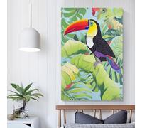 POLIUAWS Toucan in The Tropics Art Poster Print Artworks Canvas Poster Wall Art Prints Home Modern Decor Birthday Party Decor 16x24inch(40x60cm)