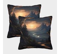 POLIUAWS Tranquil View from A Cave Zipper Pillow Case Polyester Pillow Case Machine Washable Pillow Protectors 40x40cm Pillows Not Included