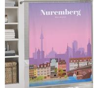 POLIUAWS Travel to Nuremberg Anti-Mould Proof Resistant Quick Drying Proof Resistant Shower Curtains Set with 12 Hooks for Kids Women Men 69.69x70.87Inch（177x180cm）