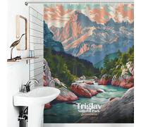 POLIUAWS Triglav National Park, Slovenia Shower Curtain Anti Mould Quick Drying Proof Resistant Shower Curtain for Bathroom for Home Bathroom Toile Hotel Decor 53.54x70.87Inch（136x180cm）