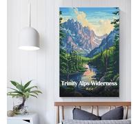POLIUAWS Trinity Alps Wilderness USA Landscape Art Canvas Artwork Modern Wall Art Painting Prints Poster for Boys Room Office Workplace Home Wall Decor Stretched Easy to Hang 20x30inch(50x75cm)