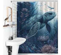 POLIUAWS Turtle Imaginary Friend Shower Curtain Anti Mould 100% Polyester Fabric Washable Shower Curtains Set with 12 Hooks for Bathtub Shower Stall 56.30x70.87Inch（143x180cm）
