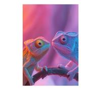 POLIUAWS Two Chameleons on Branch DIY Diamond Art Kits Adults for Leisure Time Gem Art Kit and Crafts 8"x12" Diamond Painting