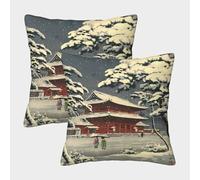 POLIUAWS Ukiyo E Zojo Ji Temple King Size Pillow Cases for Sofa Bedroom Pillow Shell Breathable Standard Pillow Covers Pack of 2 45x45cm