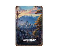 POLIUAWS Vancouver Cityscape Iron Water Proof Wall Art Decoration Man Cave 11.8"x7.9"