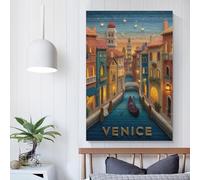 POLIUAWS Venice by Night Canvas Wall Art for Gifts Bathroom Home Kitchen Office Decor 16x24inch(40x60cm) Cheap Canvas Print