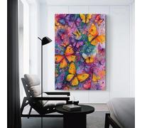 POLIUAWS Vibrant Butterfly Symphony Picture Canvas Home Office Kitchen Gallery Corridor Bathroom Wall Decor Ready To Hang 16x24inch(40x60cm) Canvas Artwork for Wall