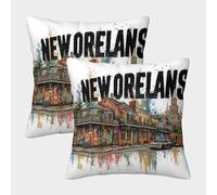 POLIUAWS Vibrant New Orleans Print Stylish Polyester Pillow Cases 2 Pack,Soft And Comfortable Pillowcases For Hair Luxury Polyester Pillowcase 40x40cm