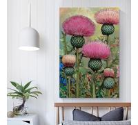 POLIUAWS Vibrant Thistle Blooms Picture Canvas for Home Walls 16x24inch(40x60cm) Art Work for Home Walls