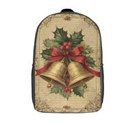 POLIUAWS Vintage Christmas Bells Card School Backpack 3D Printed Children's Backpacks Bag Bookbag for Kids Boy Girl Book Bags Kids School Bag Travel Rucksacks 17inch