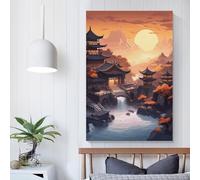 POLIUAWS Vintage Japan Landscapes Funny Bathroom Art for Home Walls Hallway Pictures 16x24inch(40x60cm)