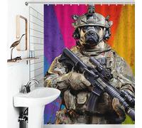 POLIUAWS Warrior Canine The Ultimate Soldier Partner Bath Shower Curtains Mildew with Hooks Waterproof Fabric Bath Curtains for Shower for Bathroom with Hooks 53.54x70.87Inch（136x180cm）