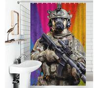 POLIUAWS Warrior Canine The Ultimate Soldier Partner Shower Curtains Mould Proof Waterproof Polyester Fabric Modern Fabric Bathroom Decor Set for Bathroom with Hooks 46.85x70.87Inch（119x180cm）